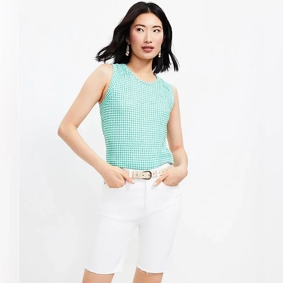 Loft | Fresh Cut Denim Bike Shorts in White Size 24 - Picture 1 of 4